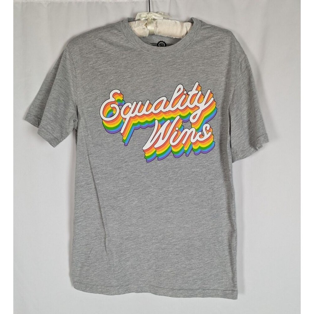 Mad Engine Tshirt S Unisex Gray Equality Wins LGQTB Pride Short Sleeve